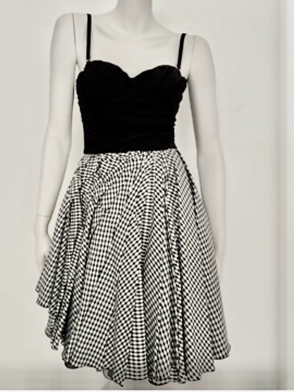 Dolce and Gabbana black and white gingham dress with corset bodice